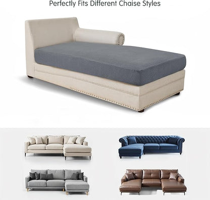 CHUN YI Stretch Sectional Couch Covers 1 Piece Chaise Lounge Slipcover L Shape Separate Cushion, Chaise Couch Cover for Both Left/Right Sectional Couch (Chaise Cover, Light Grey)