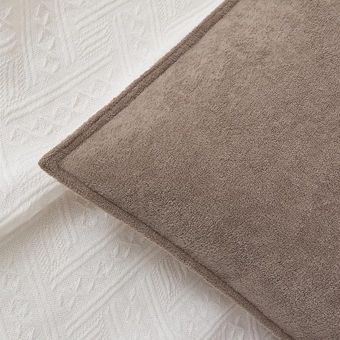 Kevin Textile Waterproof Decorative Pillow Covers Taupe 26x26 Inch Pack of 2 Soft Boucle Textured Euro Pillowcases Elegant Accent Pillows for Couch Sofa Chair Bed Home Decor Indoor Outdoor