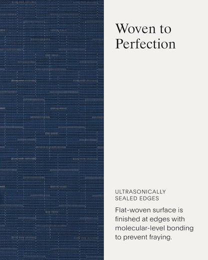 Chilewich Bamboo Placemats Set of 4 - Woven Oval Placemats - Reusable, Stain-Resistant, Indoor/Outdoor Tabletop Protection - 19" x 14" - Lapis