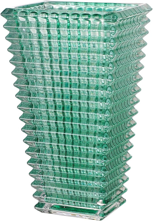 MCMCNCUIU Crystal Glass Vase, Large Crystal Vases for Flowers, Large Flower Vase, Green Modern Vases for Living Room, Bedroom, Kitchen, Dining Table, Mantle, Wedding, 11 Inches