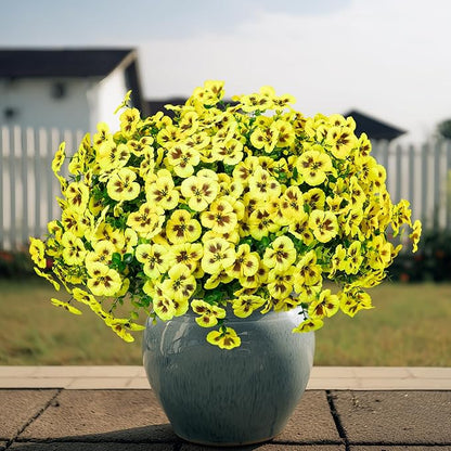 Artificial Flowers, 24 Bundles, Decorative Bouquets for Home, Wedding, Garden, Office Decor (Yellow)