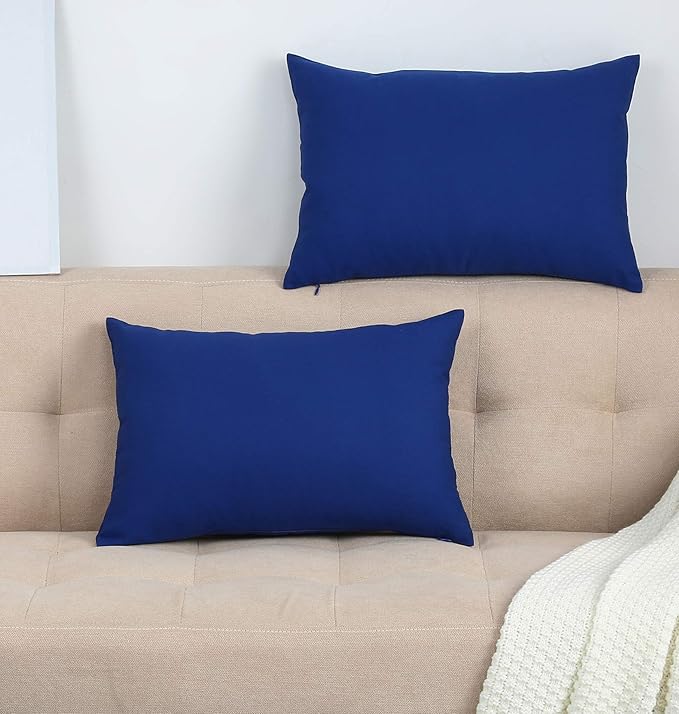 TangDepot Handmade Decorative Solid 100% Cotton Canvas Throw Pillow Covers/Pillow Shams, (12"x18", Royal Blue)