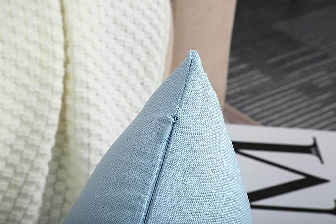 TangDepot Handmade Decorative Solid 100% Cotton Canvas Throw Pillow Covers/Pillow Shams, (16"x16", Light Blue)