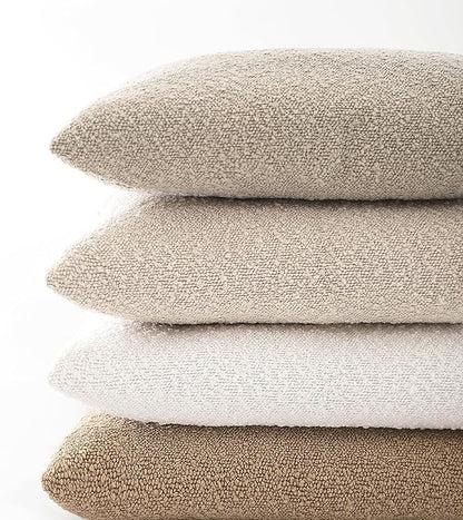Boucle Decorative Throw Pillow Covers for Couch Set of 2, 24x24 inches, Oatmeal