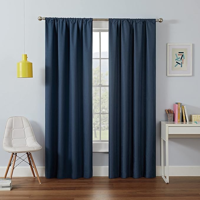 Eclipse Kids Kendall Blackout Thermal Curtain Panel,Denim, 42 Inch X 63 Inch