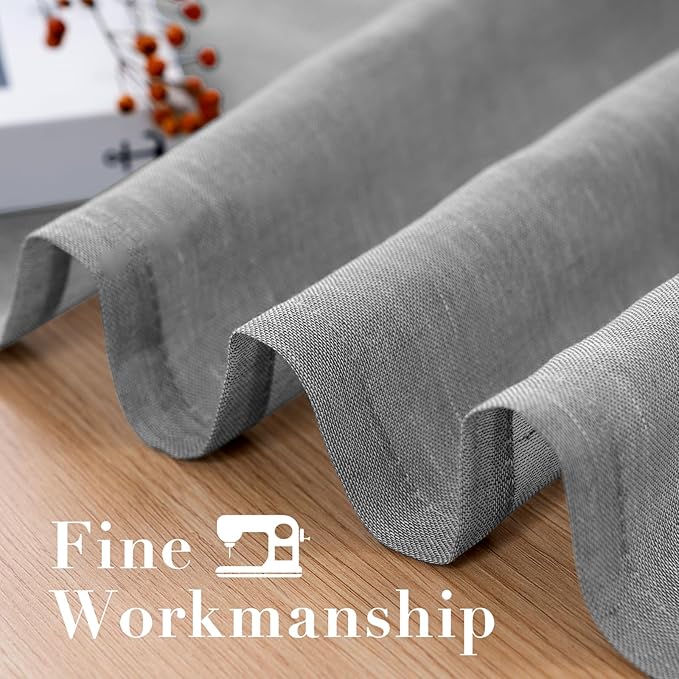 H.VERSAILTEX Linen Curtains Nickel Grommet Natural Linen Semi-Sheer Curtains 2 Panels Privacy Added Premium Soft Rich Material Drapes for Bedroom/Living Room - 52x54 - Inch - Dove