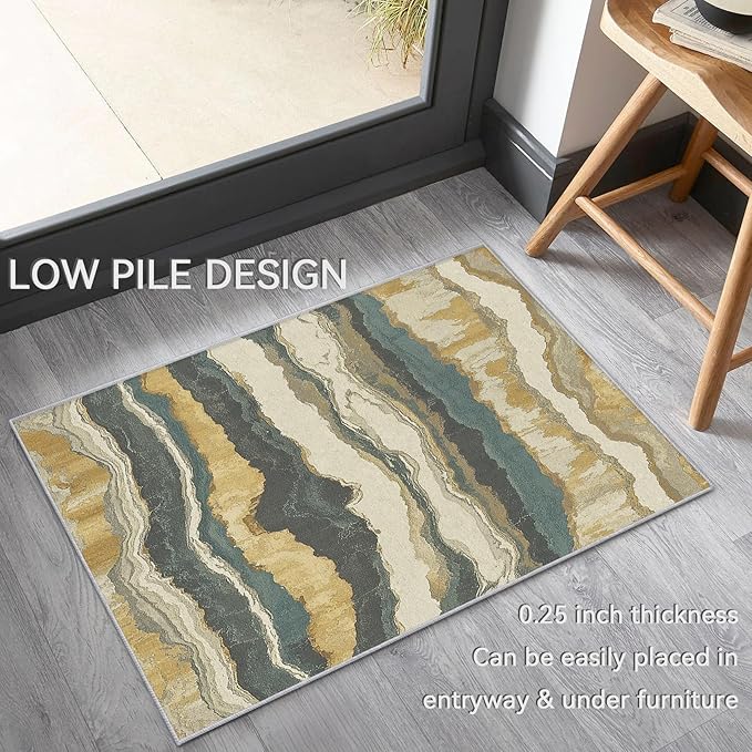 Swirl Rugs for Bedroom - Swirl Rug, 4x6 Rug, Abstract Area Rug & Room Decor, Contemporary Modern Carpet & Home Decor, Washable Non Slip Anti Skid Rugs