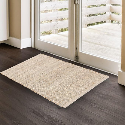 REDEARTH · Jute Cotton Area Rug - 2'x3' Rectangular Rug, Sustainable Handwoven, Non-Shedding, Soft & Durable – Reversible, Neutral Tones for Home Décor in Living Room, Dining Room, Bedroom