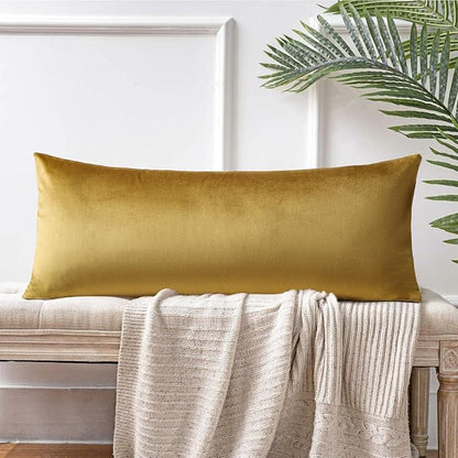 Artscope Luxury Velvet Lumbar Pillow Cover Super Soft Decorative Rectangle Throw Pillow Covers Case Cushion Covers for Sofa Couch Bedroom Car Decor 14x36 Inch Gold