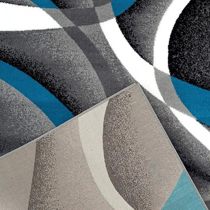 2305 Geometric Abstract Turquoise 9x12 Area Rugs for Living Room