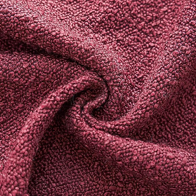 Foindtower Decorative Textured Boucle Throw Pillow Covers Accent Solid Pillow Cases Neutral Soft Cozy Couch Cushion Case for Chair Sofa Bedroom Living Room Home Decor 26 x 26 Inch,Burgundy Red