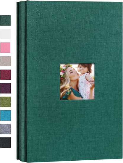 Mublalbum Small Photo Album 4x6 300 Photos Linen Cover Picture Book with Horizontal Pockets for Wedding Family Anniversary and Baby (Dark Green)