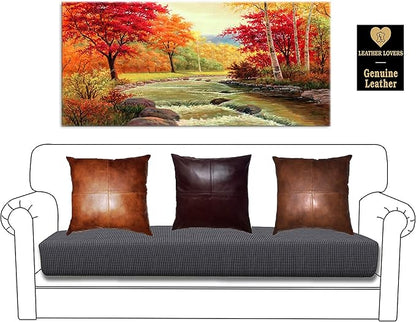 LL LEATHER LOVERS Lambskin Leather Pillow Cover - Sofa Cushion Case - Decorative Throw Covers for Living Room & Bedroom, 18x18 Inches - Dark Brown Pack of 1