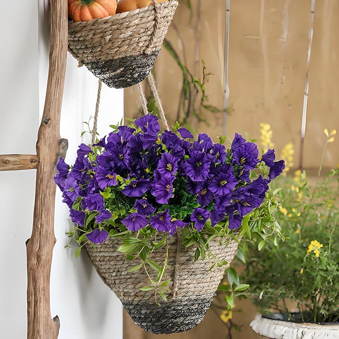 Artificial Silk Flowers for Outdoor Decoration,12 Bundles Faux Flowers Colorful Morning Glory with Eucalyptus Fake Plants Greenery UV Resistant for Outside Front Door Planter Porch Patio Yard