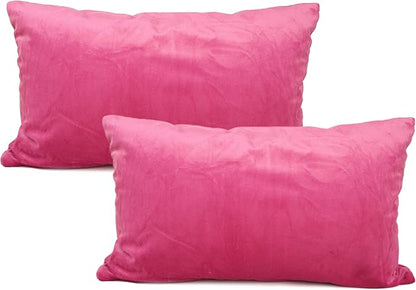 YOUR SMILE Pack of 2 Velvet Pure Color Pillow Covers Decorative Square Pillowcase Soft Solid Cushion Case for Sofa Bedroom Car (Pink, 12''x20'')