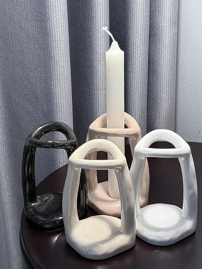 Handmade Ceramic Holder Stand for Toothbrushes, Makeup Brushes, and Pens - Minimalist Design for Bathroom Vanity and Countertops Decor (White)