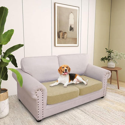 hyha Individual Couch Cushion Covers, Stretch Magic Sofa Seat Cushion Covers Washable, Dog Couch Sofa Slipcover for Pets, Kid with Elastic Bottom(2PC, Taupe)