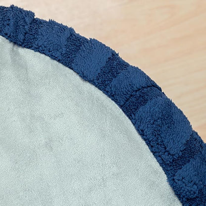 Asuprui Plush Fabric Ottoman Footrest – 20"x14" Soft Foam Pouf with Removable Cover Perfect for Living Room, Bedroom & Dorm(Dark Blue)