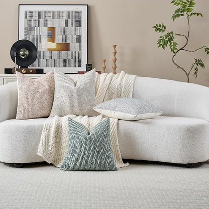 24x24 Blue Throw Pillow Cover Textured Boucle Striped Chic Morden Boho Accent Farmhouse Square Decorative Couch Pillow Cover for Home Decor Bed Sofa Living Room