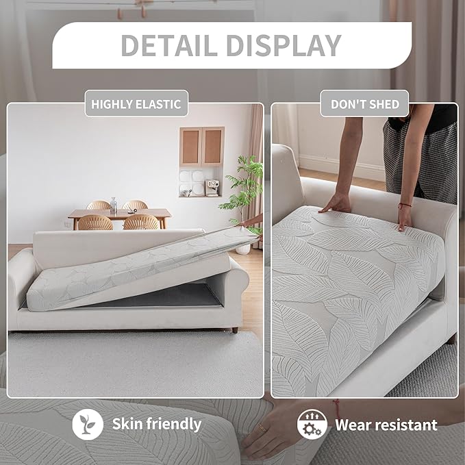 Couch Covers for Sectional Sofa, Washable Stretch Soft Sofa Cushion Covers L Shape Sofa Slipcovers Anti Slip Furniture Decor Protector for Pets (1PC X Large Sofa Cover,Light Gray)