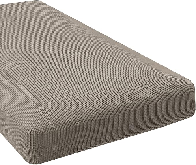 H.VERSAILTEX Super Stretch Individual Chaise Cover Sectional Couch Covers for L Shaped Sofa Both Left/Right Featuring Thick Jacquard Textured Twill Fabric (1 Piece Chaise Cover, Taupe)