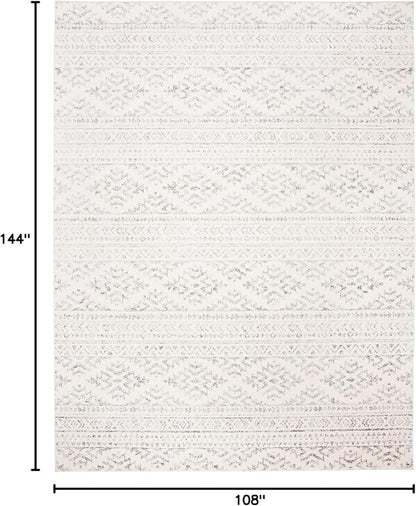 SAFAVIEH Area Rug 9x12 - Tulum Collection - Large - Ivory & Grey, Moroccan Boho Tribal Design, Non-Shedding & Easy to Clean, Ideal for Living Room, Bedroom, Dining Space (TUL272A)