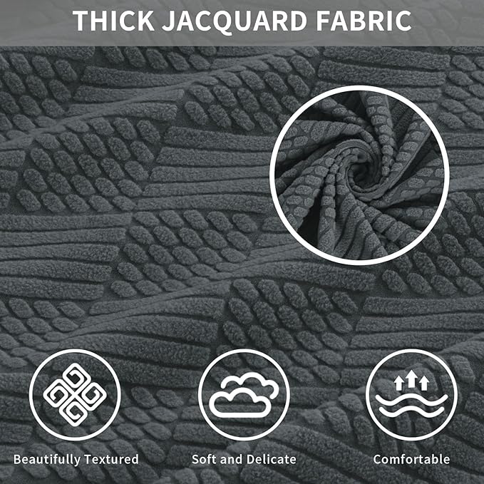 Easy-Going Waterproof Couch Cushion Covers for Couches and Sofas, Stretch Jacquard Sofa Seat Cover Replacement for Dogs, Pets&Kids, Durable Furniture Protector for Oversized Sofa Cushions, Dark Gray