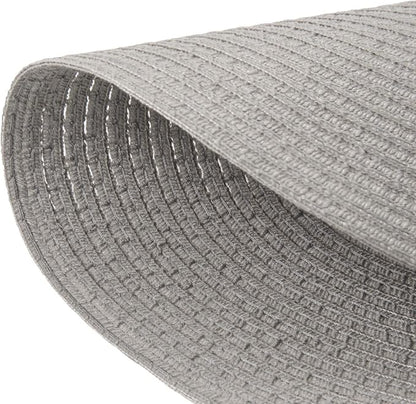 SHACOS Round Braided Placemats Set of 8 Washable Fabric Heat Resistant 15 inch Grey Round Table Mats for Dining Tables (Gray, 8)