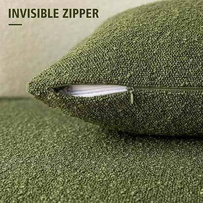 Foindtower Decorative Textured Boucle Throw Pillow Covers Accent Solid Pillow Cases Neutral Soft Cozy Couch Cushion Case for Chair Sofa Bedroom Living Room Home Decor 26 x 26 Inch,Green