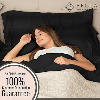 Bella Coterie Luxury Bamboo Viscose King Size Sheet Set | 100% Organically Grown | Ultra Soft | Cooling for Hot Sleepers | 18" Deep Pocket [Black]