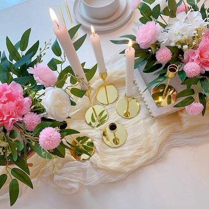 Gold Taper Candle Holders for Wedding Table Centerpiece,Tall Taper Candlestick Holders Bulk Set of 15,Metal Candle Stick Holder for Table or Mantel Centerpiece,Dinning,Festival,Party Home Decor