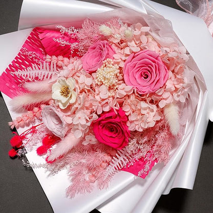 Flowers Gifts for Mom, Flower for Delivery, Preserved Roses Bouquets, Birthday Gifts for Women, Mothers Day Flowers for Wife (Pink)