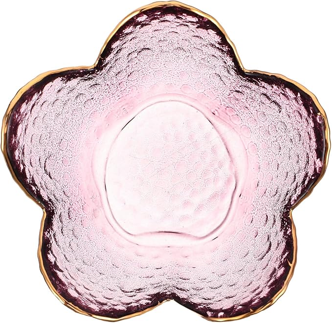 ABOOFAN Small Glass Jewelry Tray Flower-shaped Ring Holder Bowl for Women Portable Trinket Dish for Rings Earrings Keys Elegant Gift for Wife Mom Daughter Bedroom Decor
