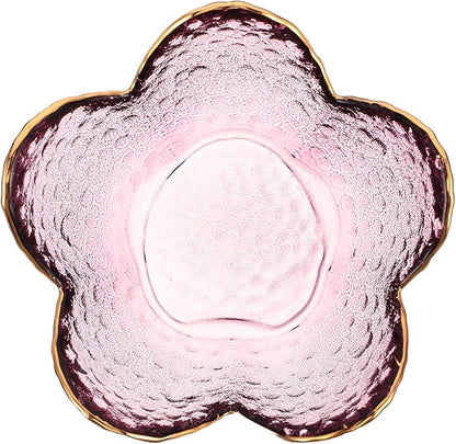 ABOOFAN Small Glass Jewelry Tray Flower-shaped Ring Holder Bowl for Women Portable Trinket Dish for Rings Earrings Keys Elegant Gift for Wife Mom Daughter Bedroom Decor