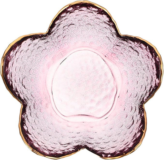 ABOOFAN Small Glass Jewelry Tray Flower-shaped Ring Holder Bowl for Women Portable Trinket Dish for Rings Earrings Keys Elegant Gift for Wife Mom Daughter Bedroom Decor