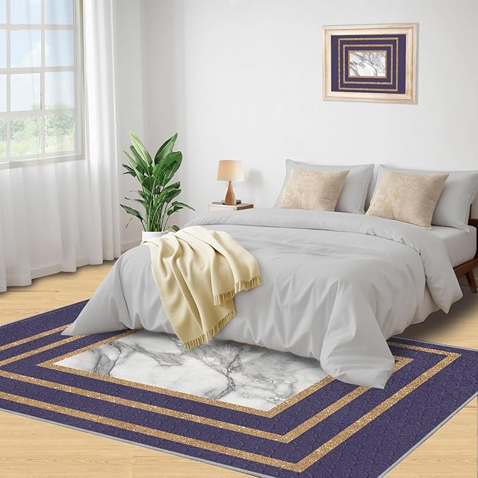Retro Marble Rug Purple Marble Area Rug Gilded Light Luxury Geometric Carpet Rectangular Striped Geometric Rugs for Bedroom Dining Room 2x3ft