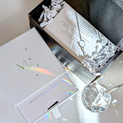 Personalized Memorialight with Elegant Wrapping & Customized Message Card, Memorial Gift, 40mm Crystal Memorial Rainbow Maker, Unique Sympathy Gift for Loss of Family or Loved Ones & Miscarriages