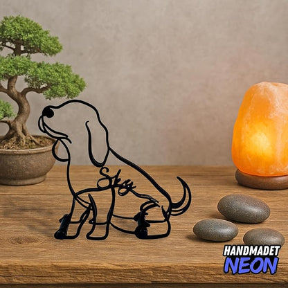 Personalized Beagle Dog Sitting Minimalist Sculpture, Custom Dogs Name Metal Desk Decor, Aesthetic Table Sign Gifts for Officer, Friends, Animal Lover, Kids, Mom, Dad