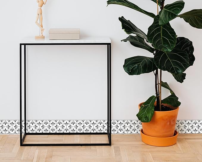 FLFK Wallpaper Border Black and White Patterns Peel and Stick Wall Border Self Adhesive Wallpapers for Living Room Bedroom Kitchen Bathroom 5"x240"