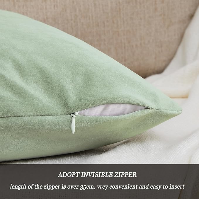 GIGIZAZA 12x20 Sage Green Pillow Covers Velvet Lumbar Pillow Decorative Throw Pillows Couch Sofa Covers Bedroom Set of 2