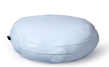 Lambskin Round Leather Pillow Cover - Sofa Cushion Case - Decorative Circular Cushion Throw Covers for Living Room & Bedroom - White Diameter 20 Inch