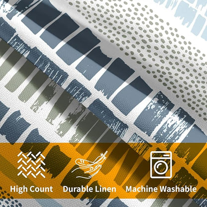 Blue Green Pillow Covers 18x18 Set of 2 Boho Striped Dots Print Pattern Decorative Outdoor Zipper Pillowcases Rustic Decoration Farmhouse Linen Throw Cushion Cover Decor for Home Couch Sofa Bed