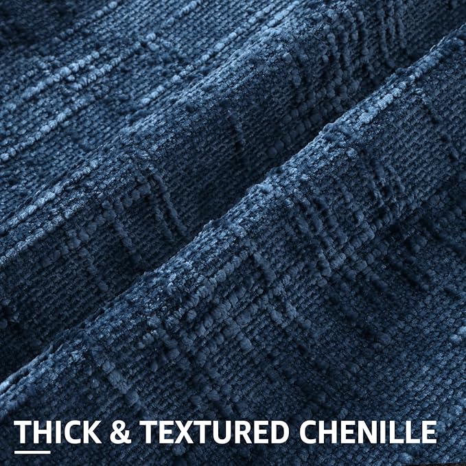 decorUhome Spring Navy Blue Chenille Throw Pillow Covers 12x20 Set of 2 Textured Slubby Couch Pillow Covers Farmhouse Accent Modern Neutral Decorative Pillow Cases for Bed Sofa Living Room