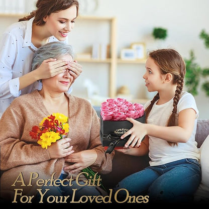 16 Preserved Flowers Rose Birthday Gifts for Women Her Mom Wife Girlfriend Grandma on Valentines Mothers Day Christmas Anniversary Romantic(Pink)