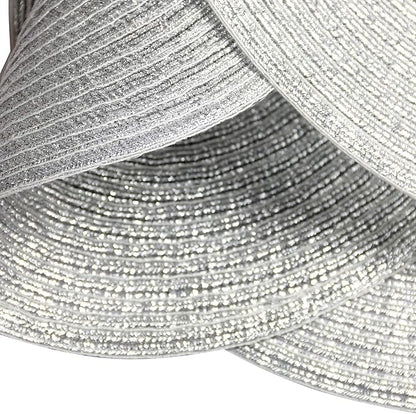 SHACOS Christmas Glitter Silver Placemats Set of 8 Sparkle Bling 15 inch Round Braided Table Mats Washable Place Mats for Dining Table Home Table Decor (Silver, 8)