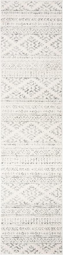 SAFAVIEH Tulum Collection Runner Rug - 2' x 21', Ivory & Grey, Moroccan Boho Tribal Design, Non-Shedding & Easy to Clean, Ideal for Living Room, Hallway, Foyer, Bedroom (TUL272A)