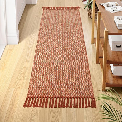 Lahome Boho Bathroom Runner, 2x6 Fall Rug Runners for Hallways Lightweight Laundry Room Rugs Washable Runner Rug with Tassels, Farmhouse Carpet Non Shedding Throw Rugs for Entryway Bedroom