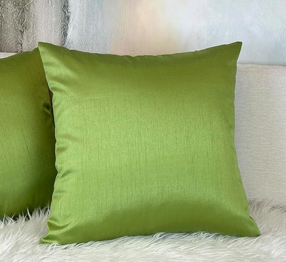 Aiking Home 24x24 Inches Faux Silk Square European Shams, Zipper Closure, Green (Set of 2)