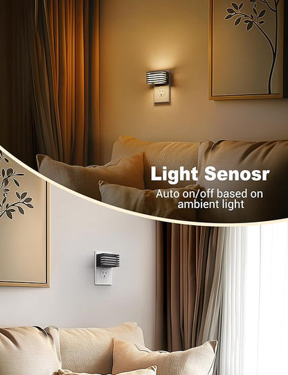 JandCase LED Night Light, [4 Pack]Night Lights Plug into Wall with Dusk to Dawn Sensor, Dimmable Plug in Night Light, Adjustable Brightness, 3000K Soft White Nightlight for Bedroom Bathroom Hallway