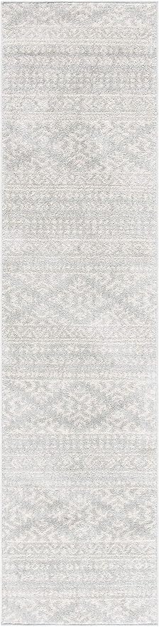 SAFAVIEH Tulum Collection Runner Rug - 2' x 13', Light Grey & Ivory, Moroccan Boho Tribal Design, Non-Shedding & Easy to Clean, Ideal for Living Room, Hallway, Foyer, Bedroom (TUL272F)